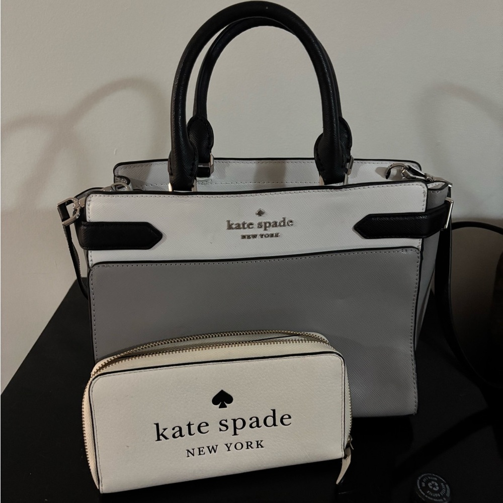 Kate Spade Black and Gray Satchel with Wallet